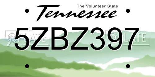5ZBZ397 Tennessee License Plate