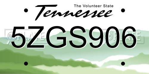 5ZGS906 Tennessee License Plate
