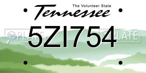 5ZI754 Tennessee License Plate