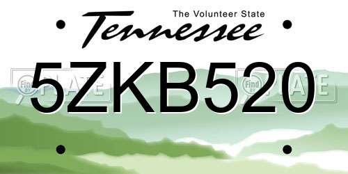 5ZKB520 Tennessee License Plate