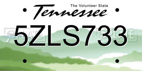5ZLS733 Tennessee License Plate