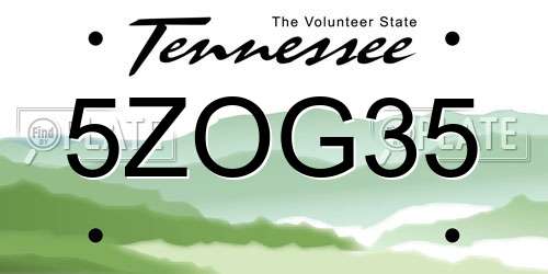 5ZOG35 Tennessee License Plate