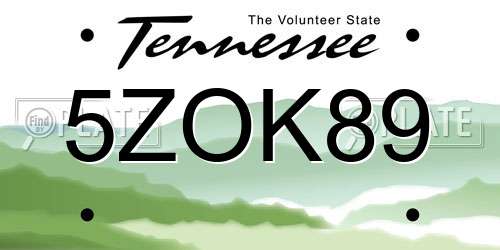 5ZOK89 Tennessee License Plate