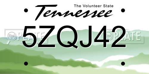 5ZQJ42 Tennessee License Plate