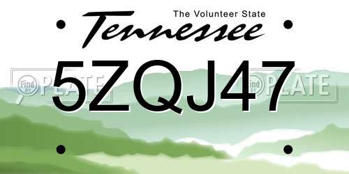 5ZQJ47 Tennessee License Plate