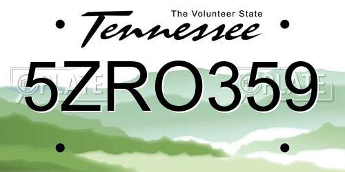 5ZRO359 Tennessee License Plate