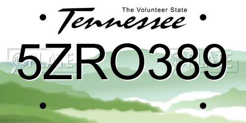 5ZRO389 Tennessee License Plate