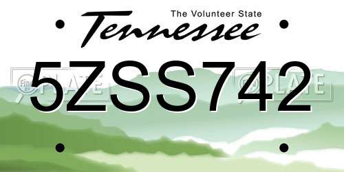 5ZSS742 Tennessee License Plate