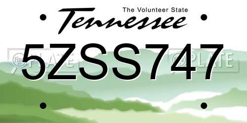 5ZSS747 Tennessee License Plate