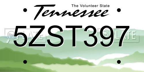 5ZST397 Tennessee License Plate