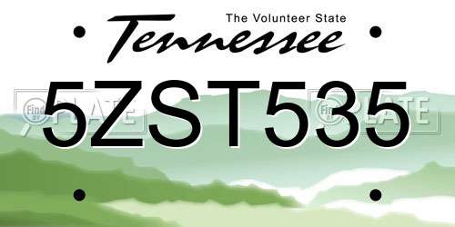 5ZST535 Tennessee License Plate