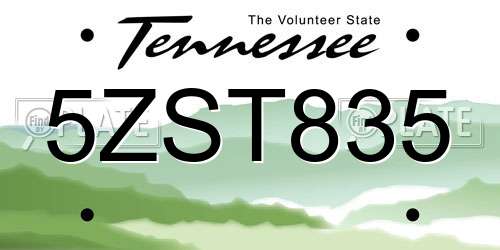 5ZST835 Tennessee License Plate