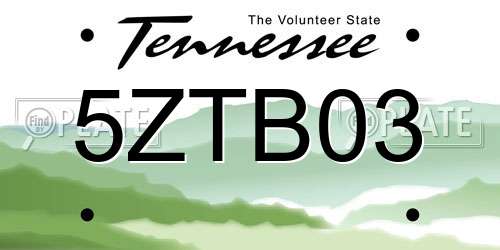 5ZTB03 Tennessee License Plate