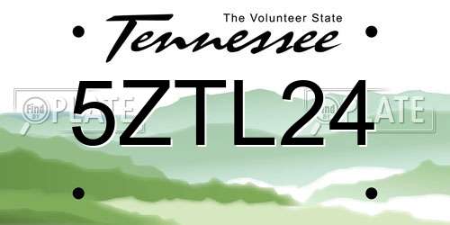 5ZTL24 Tennessee License Plate