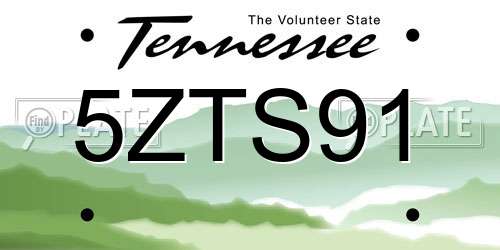 5ZTS91 Tennessee License Plate