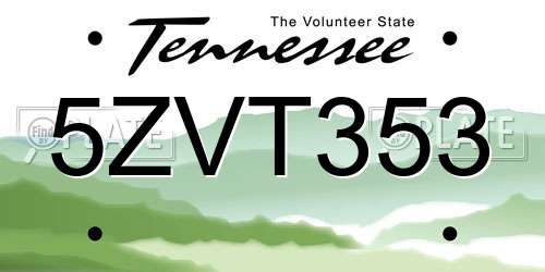 5ZVT353 Tennessee License Plate