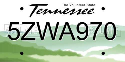 5ZWA970 Tennessee License Plate