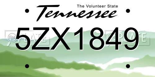 5ZX1849 Tennessee License Plate