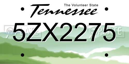 5ZX2275 Tennessee License Plate
