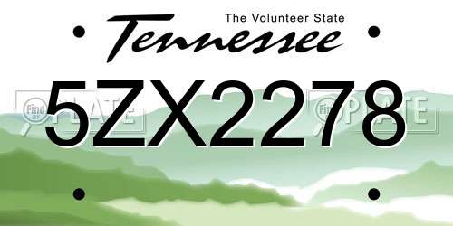 5ZX2278 Tennessee License Plate