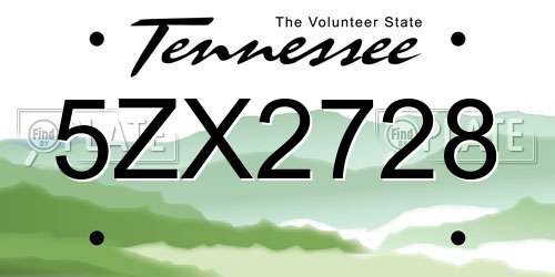5ZX2728 Tennessee License Plate