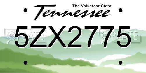 5ZX2775 Tennessee License Plate