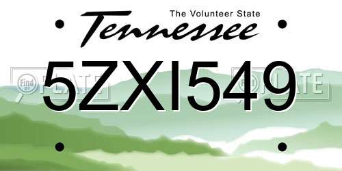 5ZXI549 Tennessee License Plate