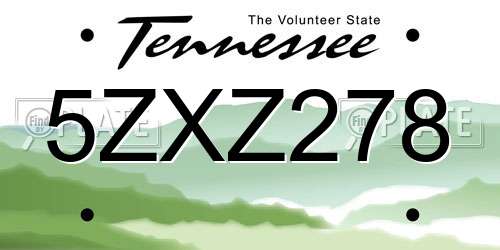 5ZXZ278 Tennessee License Plate