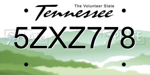 5ZXZ778 Tennessee License Plate
