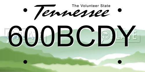 600BCDY Tennessee License Plate
