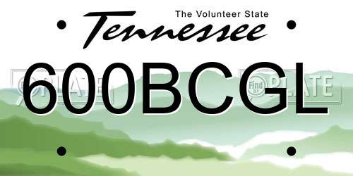 600BCGL Tennessee License Plate