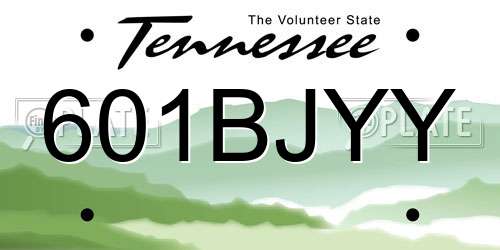 601BJYY Tennessee License Plate