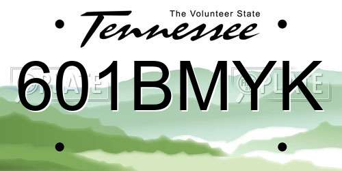 601BMYK Tennessee License Plate