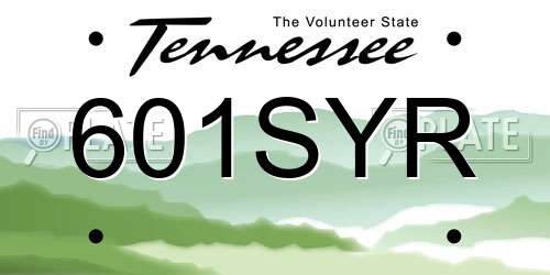 601SYR Tennessee License Plate