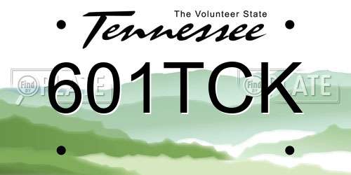 601TCK Tennessee License Plate
