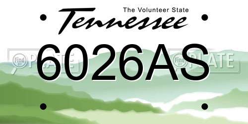 6026AS Tennessee License Plate