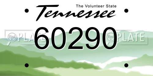 60290 Tennessee License Plate