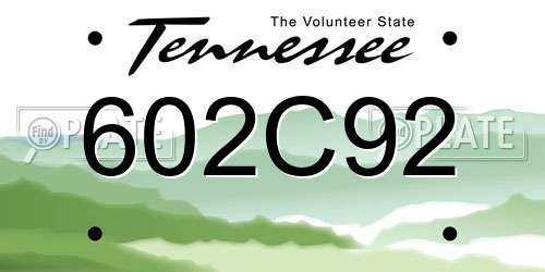 602C92 Tennessee License Plate