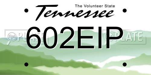 602EIP Tennessee License Plate