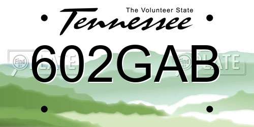 602GAB Tennessee License Plate