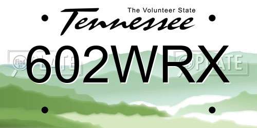 602WRX Tennessee License Plate