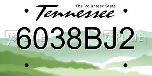 6038BJ2 Tennessee License Plate