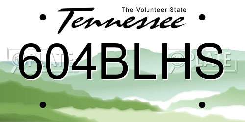 604BLHS Tennessee License Plate