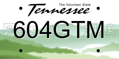 604GTM Tennessee License Plate