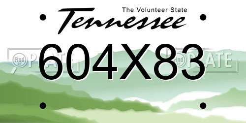 604X83 Tennessee License Plate