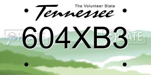 604XB3 Tennessee License Plate