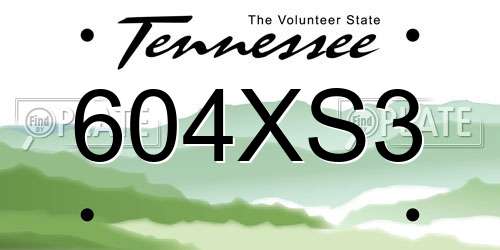 604XS3 Tennessee License Plate