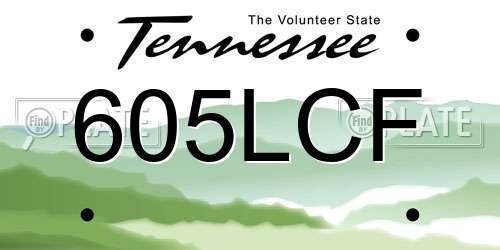 605LCF Tennessee License Plate