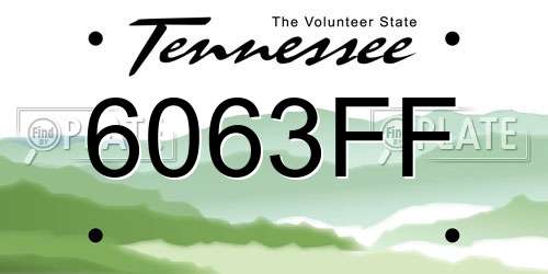 6063FF Tennessee License Plate