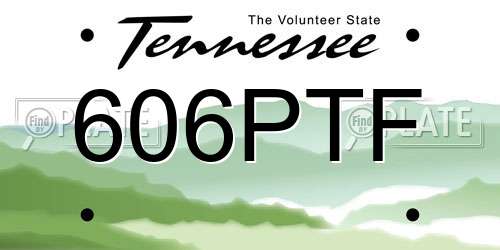 606PTF Tennessee License Plate